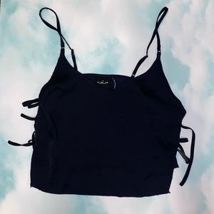 Satin crop top with ties at sides